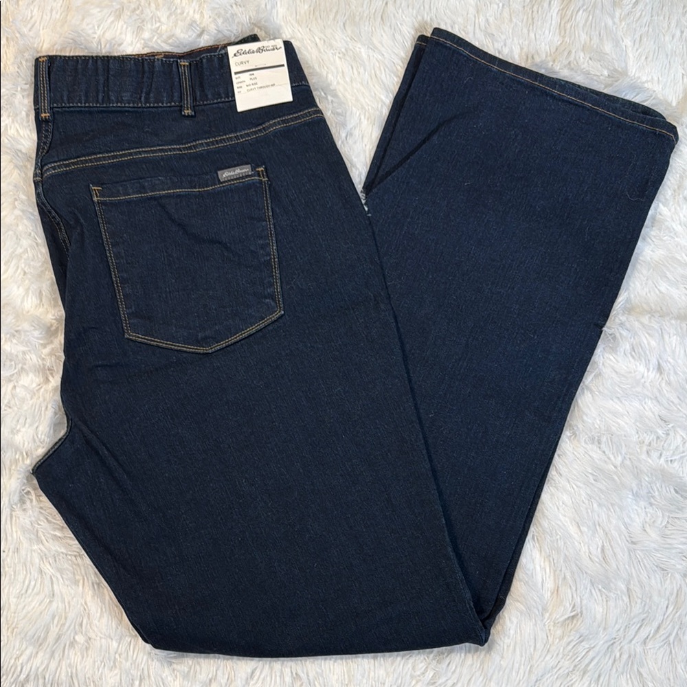 NWT, Eddie Bauer Blue Boot-cut stretch Jeans with Classic Stitching, size 18W